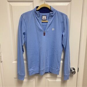 Johnnie-O Blue Pullover Quarter Zip Sweater